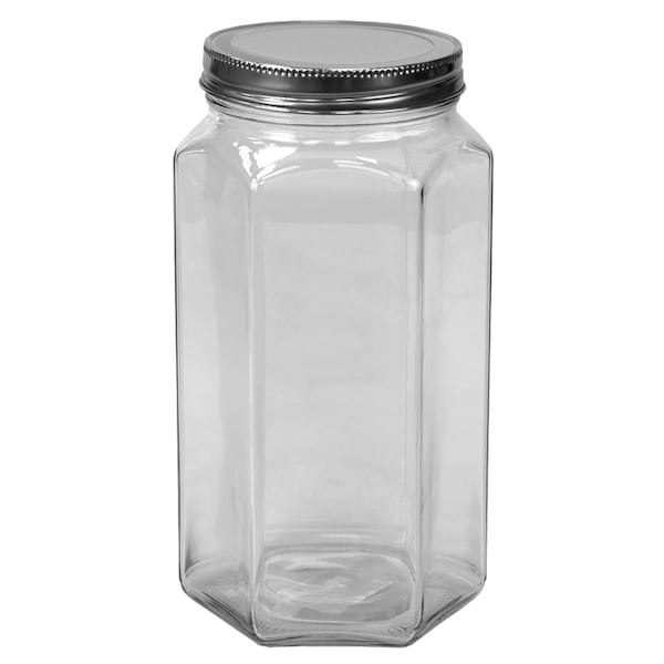 51 Oz Large Hexagon Glass Canister, Clear